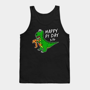 Happy Pi Day Dinosaur T-Rex Pizza Funny Tank Top